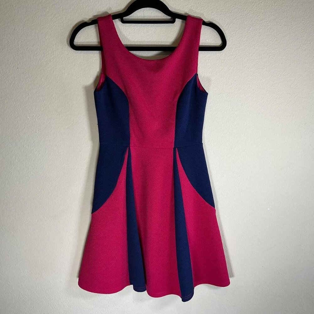 Pink Owl Women's Sleeveless Dress, Size S, Color blue and burgundy
